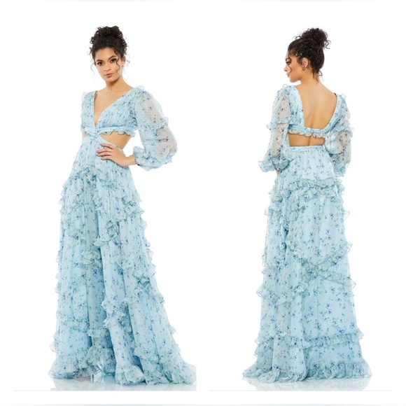 Mac Duggal Dresses & Skirts - Mac Duggal 67949 NWT Chiffon Evening Dress with Floral and Ruffles